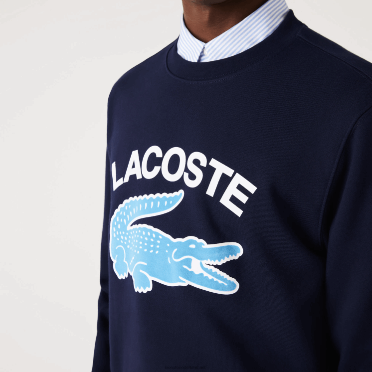 Lacoste Sweatshirt met ronde hals en krokodillenprint 0828H1029 marineblauw 166 Heren