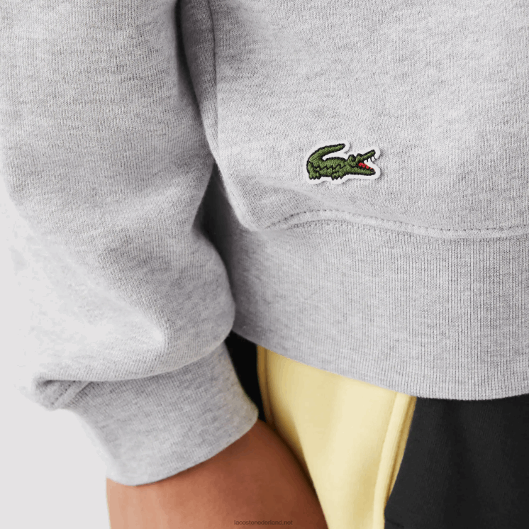 Lacoste Sweatshirt met ronde hals en krokodillenprint 0828H1030 grijze chine ca Heren