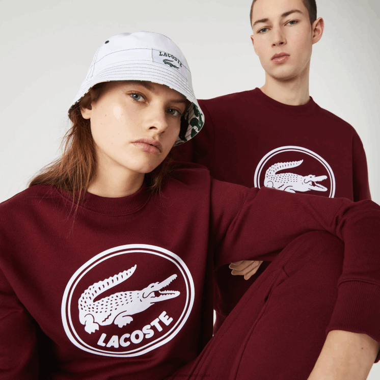 Lacoste Sweatshirt van biologische katoenfleece met 3D-logo 0828H1185 bordeaux z7f Heren