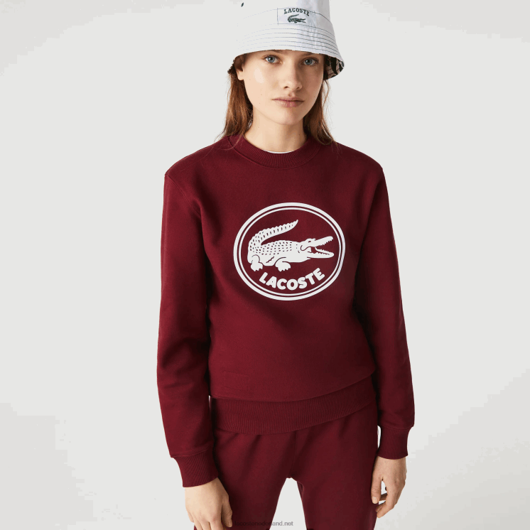 Lacoste Sweatshirt van biologische katoenfleece met 3D-logo 0828H1185 bordeaux z7f Heren