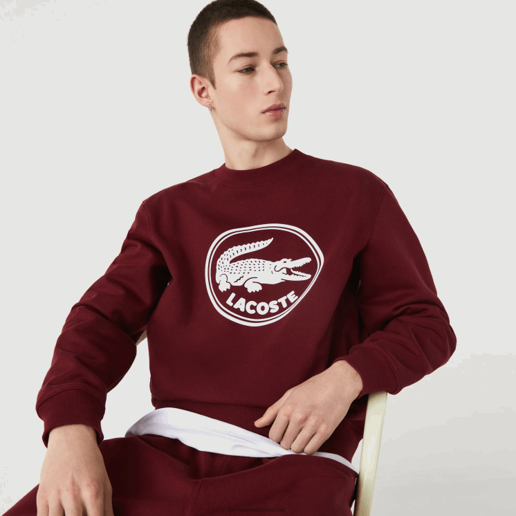 Lacoste Sweatshirt van biologische katoenfleece met 3D-logo 0828H1185 bordeaux z7f Heren