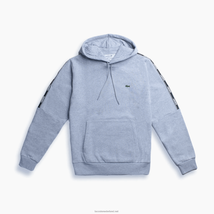 Lacoste Sweatshirt van fleece met capuchon en printband 0828H1219 grijze chine ca Heren