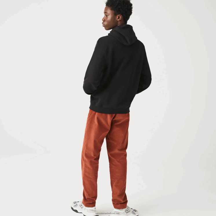 Lacoste Sweatshirt van katoenen fleece met geborduurde letters en capuchon 0828H1154 zwart 031 Heren