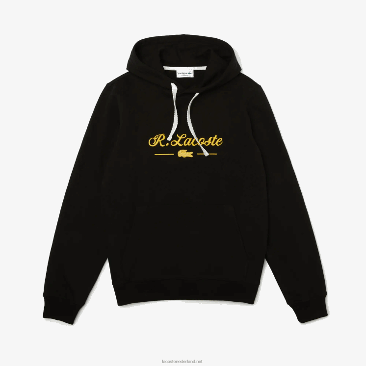Lacoste Sweatshirt van katoenen fleece met geborduurde letters en capuchon 0828H1154 zwart 031 Heren