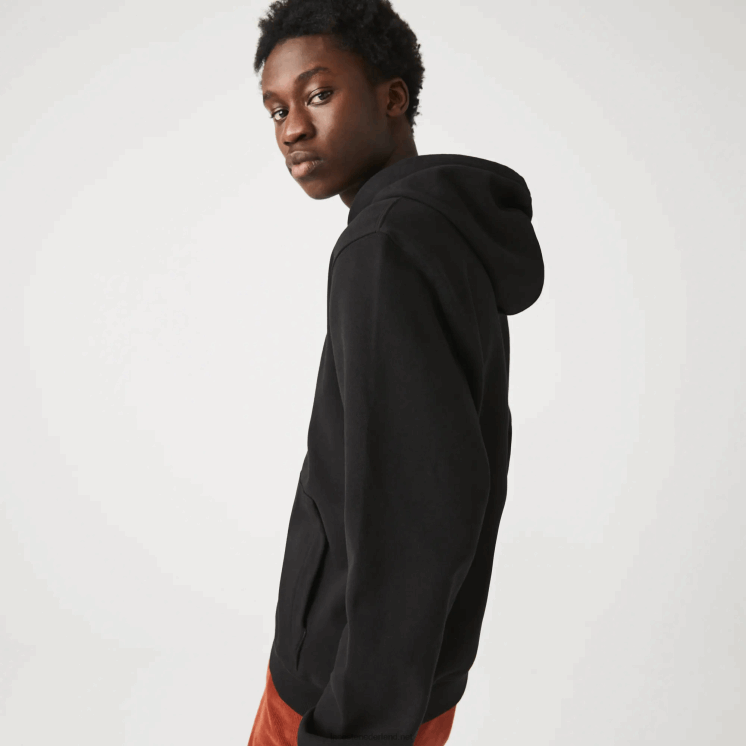 Lacoste Sweatshirt van katoenen fleece met geborduurde letters en capuchon 0828H1154 zwart 031 Heren