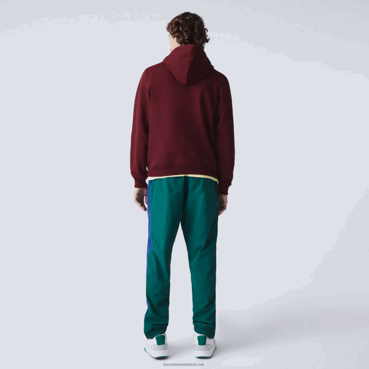 Lacoste Sweatshirt van katoenen fleece met geborduurde letters en capuchon 0828H1155 bordeaux z7f Heren