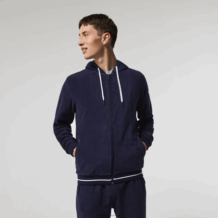 Lacoste badstof lounge sweatshirt met ritssluiting 0828H1276 marineblauw 166 Heren