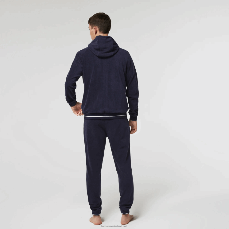 Lacoste badstof lounge sweatshirt met ritssluiting 0828H1276 marineblauw 166 Heren