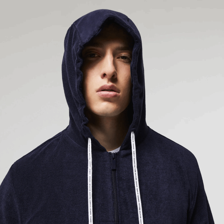 Lacoste badstof lounge sweatshirt met ritssluiting 0828H1276 marineblauw 166 Heren
