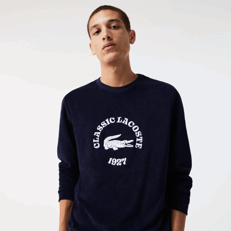 Lacoste badstof loungesweatshirt met normale pasvorm 0828H1268 marineblauw wit 525 Heren