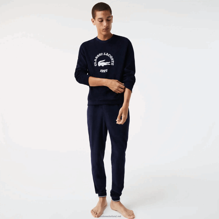 Lacoste badstof loungesweatshirt met normale pasvorm 0828H1268 marineblauw wit 525 Heren