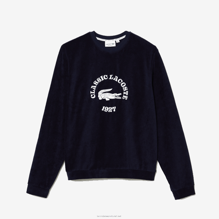Lacoste badstof loungesweatshirt met normale pasvorm 0828H1268 marineblauw wit 525 Heren