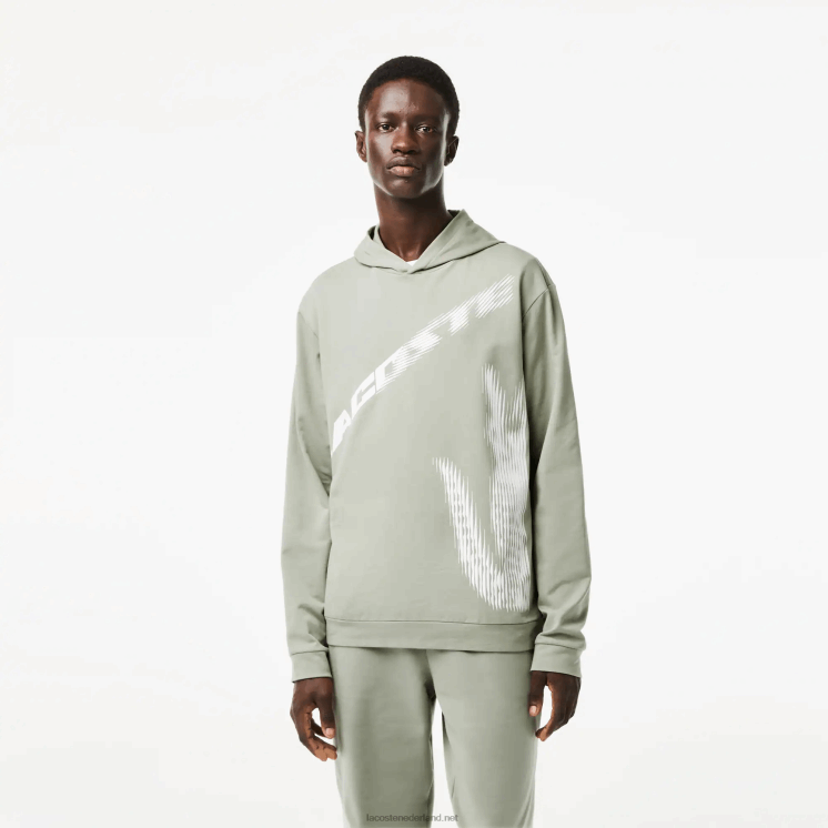 Lacoste contrasterende krokodil hoodie 0828H547 kaki groen g21 Heren