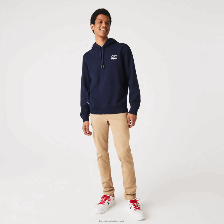 Lacoste effen sweatshirt met klassieke pasvorm en capuchon 0828H359 marineblauw 166 Heren