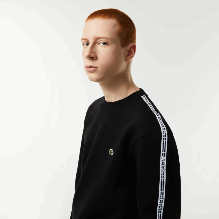 Lacoste flanellen sweatshirt met klassieke pasvorm en logostrepen 0828H290 zwart 031 Heren
