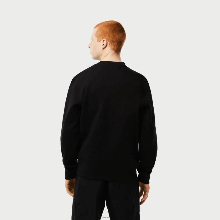 Lacoste flanellen sweatshirt met klassieke pasvorm en logostrepen 0828H290 zwart 031 Heren