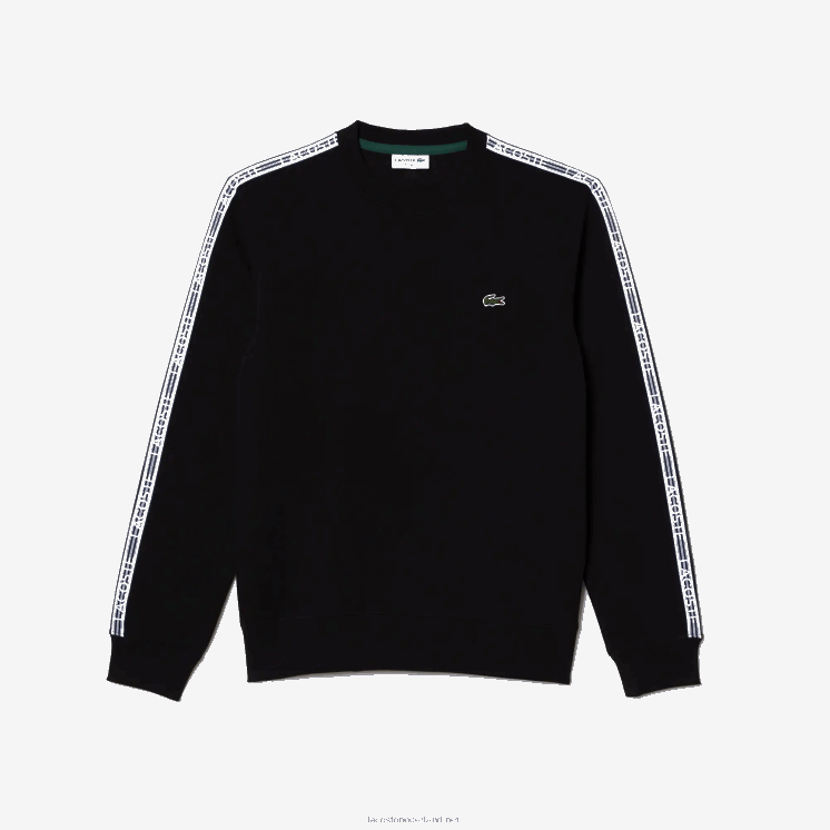Lacoste flanellen sweatshirt met klassieke pasvorm en logostrepen 0828H290 zwart 031 Heren