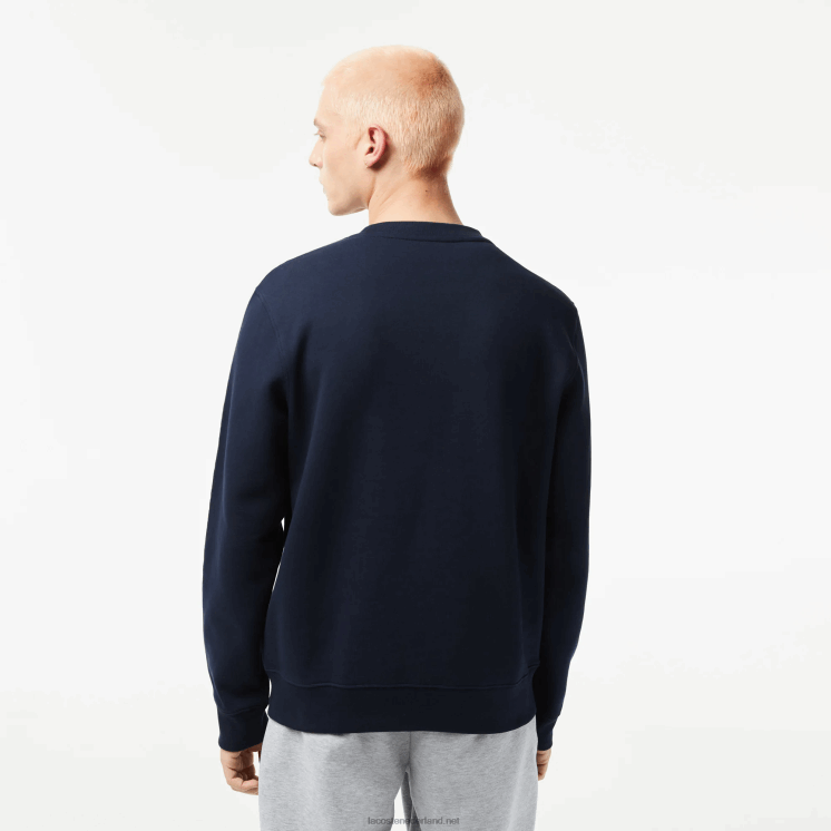 Lacoste flanellen sweatshirt met klassieke pasvorm en logostrepen 0828H291 marineblauw 166 Heren