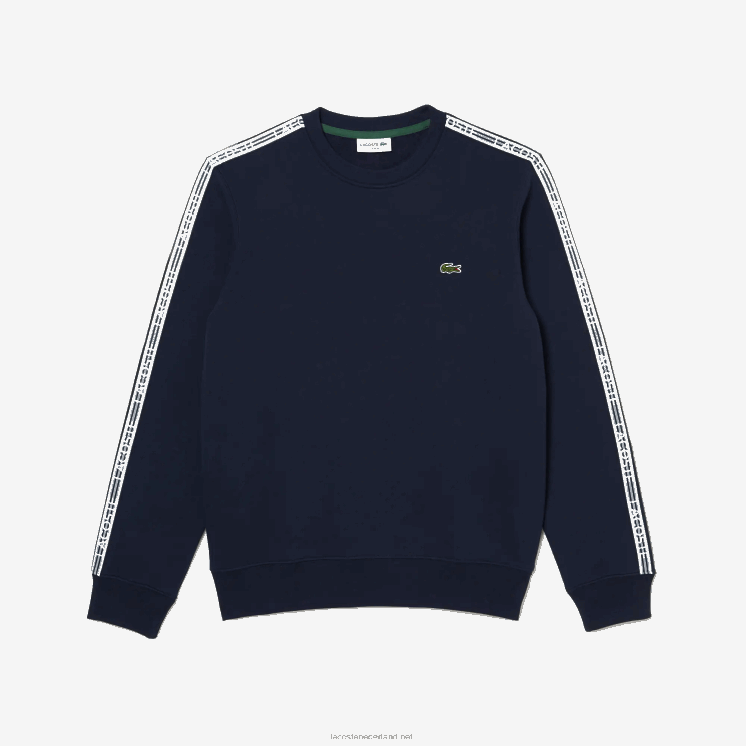 Lacoste flanellen sweatshirt met klassieke pasvorm en logostrepen 0828H291 marineblauw 166 Heren