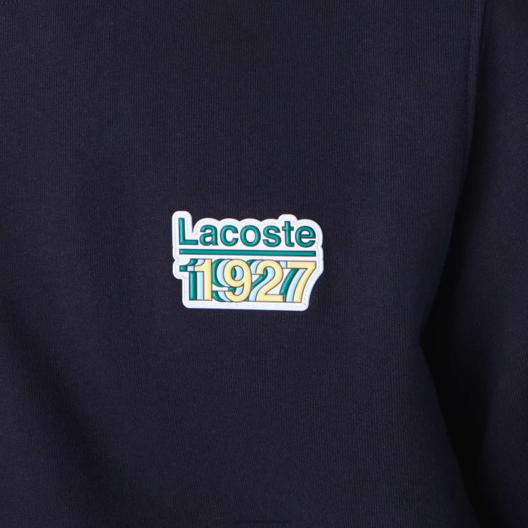 Lacoste fleece sweatshirt met ronde hals en vintage badge 0828H1162 marineblauw hde Heren