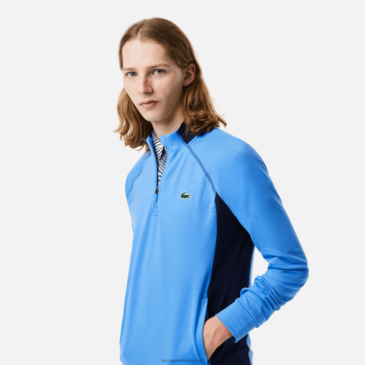 Lacoste golfsweatshirt met ingezette ronde hals 0828H314 marineblauw yd2 Heren