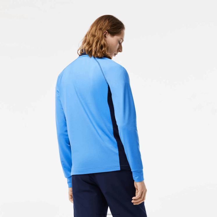 Lacoste golfsweatshirt met ingezette ronde hals 0828H314 marineblauw yd2 Heren
