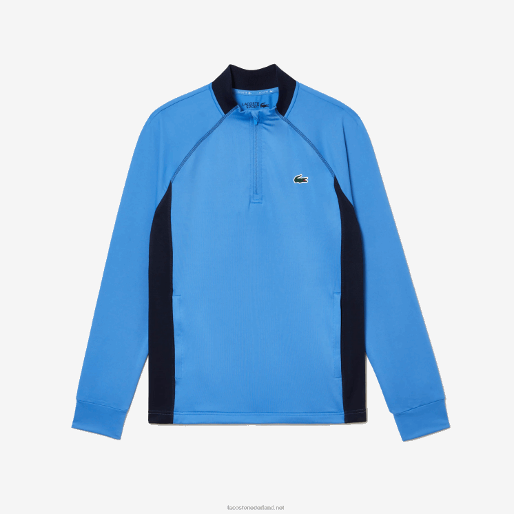 Lacoste golfsweatshirt met ingezette ronde hals 0828H314 marineblauw yd2 Heren