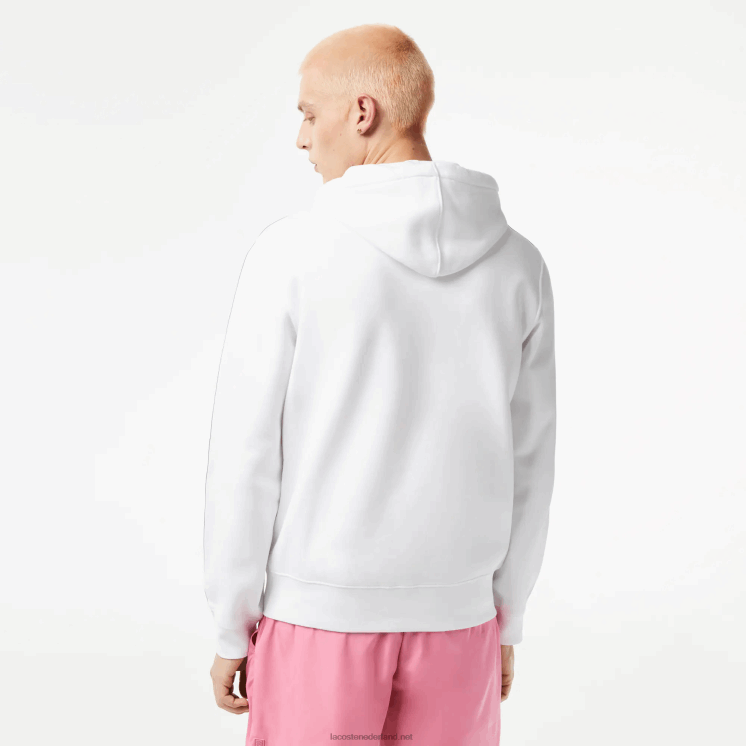 Lacoste hoodie met ritssluiting en merkstrepen in klassieke pasvorm 0828H12 wit 001 Heren