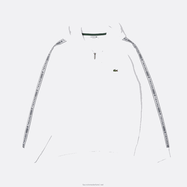 Lacoste hoodie met ritssluiting en merkstrepen in klassieke pasvorm 0828H12 wit 001 Heren