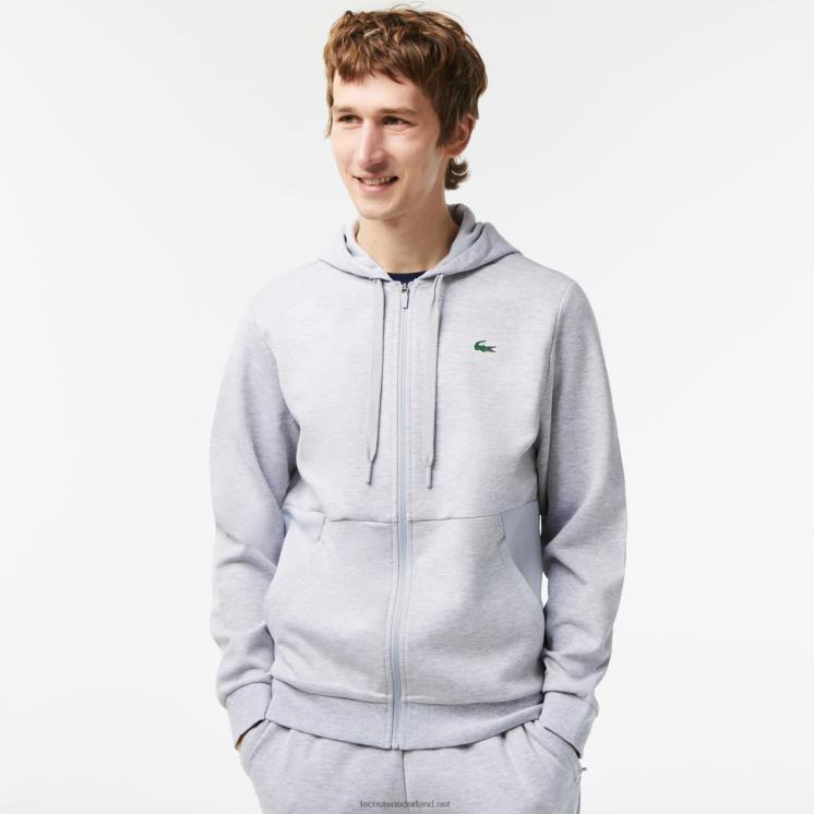Lacoste hoodie met sportgaaspanelen 0828H1018 chine lichtgrijs 9ya Heren