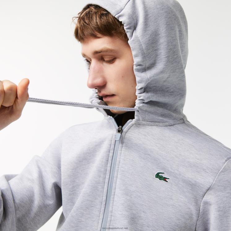 Lacoste hoodie met sportgaaspanelen 0828H1018 chine lichtgrijs 9ya Heren