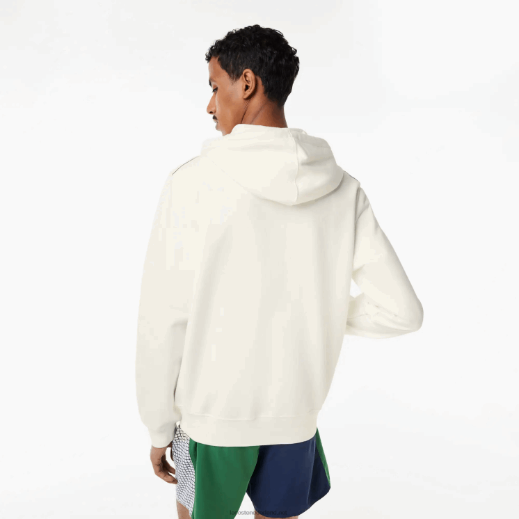 Lacoste hoodie van ongeborsteld fleece met rits 0828H319 wit 70v Heren