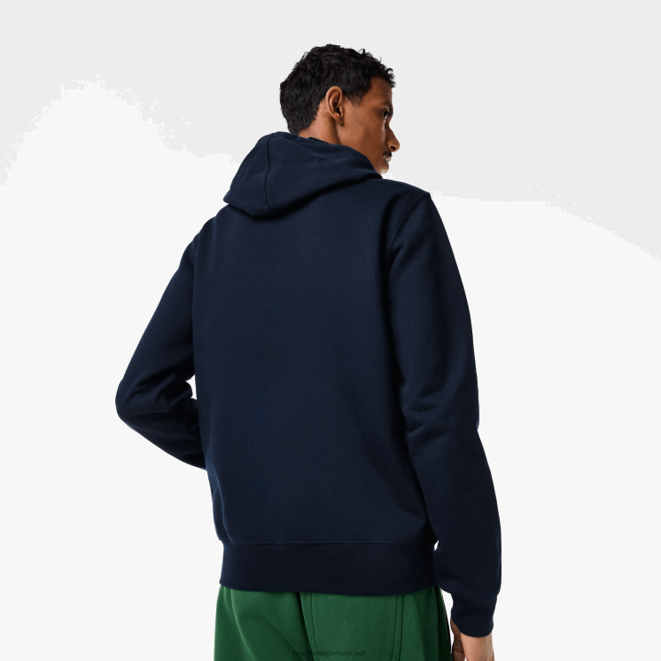 Lacoste hoodie van ongeborsteld fleece met rits 0828H320 marineblauw 166 Heren