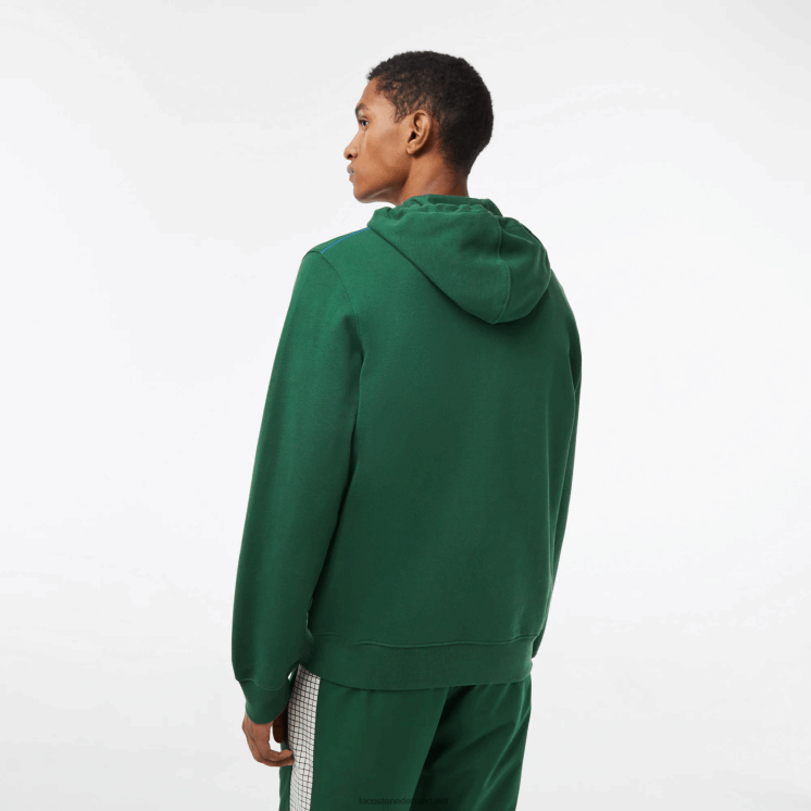 Lacoste hoodie van ongeborsteld fleece met rits 0828H321 groen 132 Heren