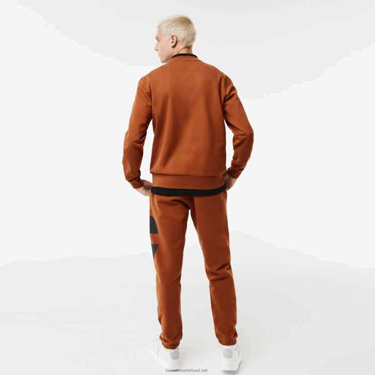 Lacoste katoenen sweatshirt met klassieke pasvorm en contrasterende letters 0828H1040 bruin 3pb Heren