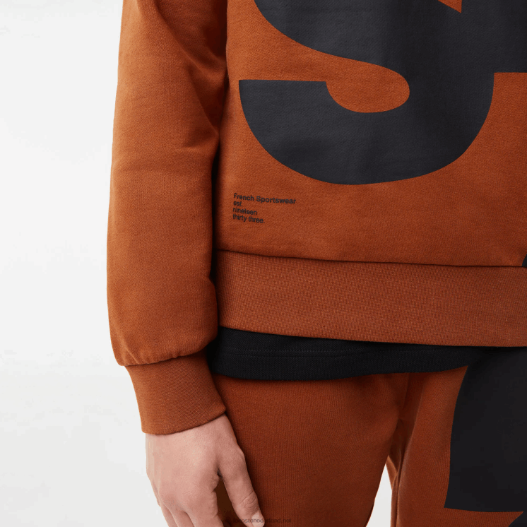 Lacoste katoenen sweatshirt met klassieke pasvorm en contrasterende letters 0828H1040 bruin 3pb Heren