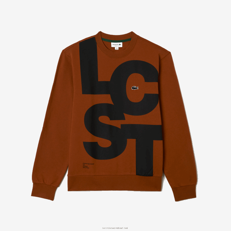 Lacoste katoenen sweatshirt met klassieke pasvorm en contrasterende letters 0828H1040 bruin 3pb Heren