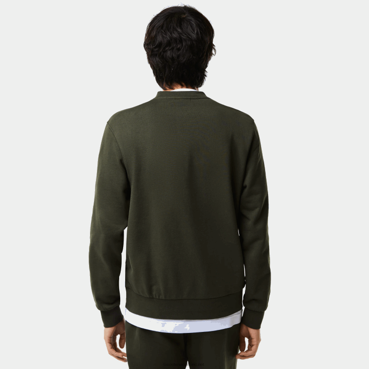 Lacoste katoenen sweatshirt met klassieke pasvorm en contrasterende letters 0828H1041 kaki groen s7t Heren