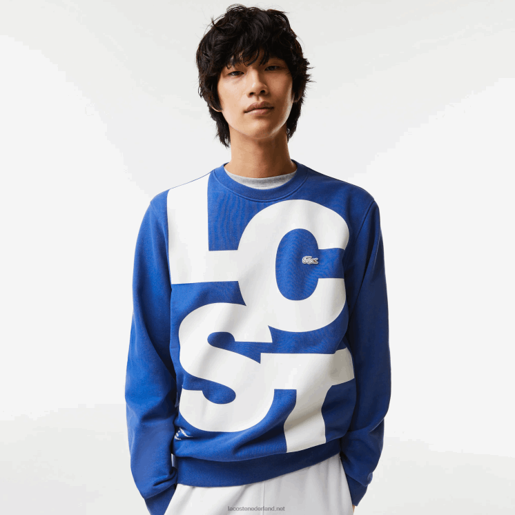 Lacoste katoenen sweatshirt met klassieke pasvorm en contrasterende letters 0828H1042 blauw k1q Heren