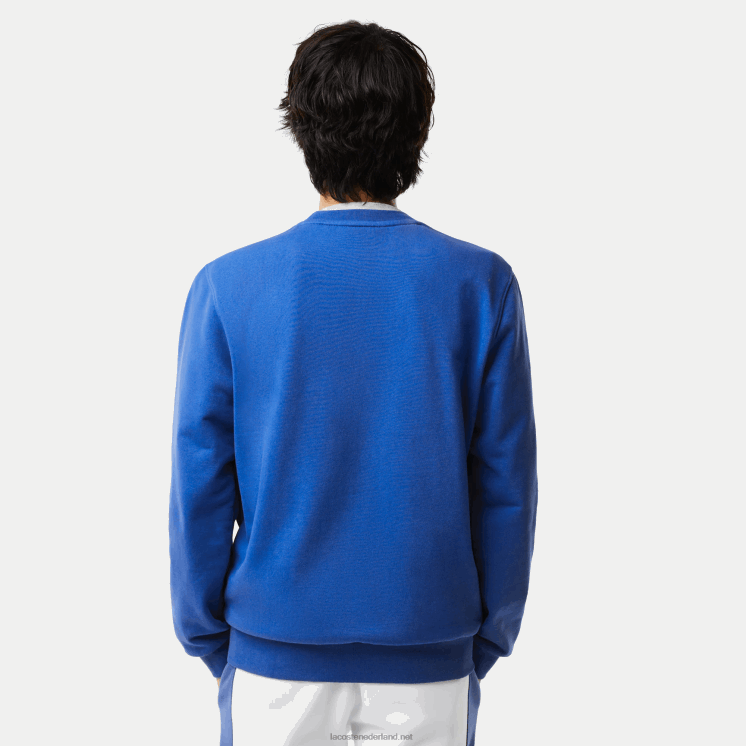 Lacoste katoenen sweatshirt met klassieke pasvorm en contrasterende letters 0828H1042 blauw k1q Heren
