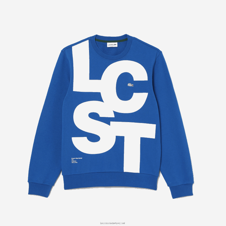Lacoste katoenen sweatshirt met klassieke pasvorm en contrasterende letters 0828H1042 blauw k1q Heren