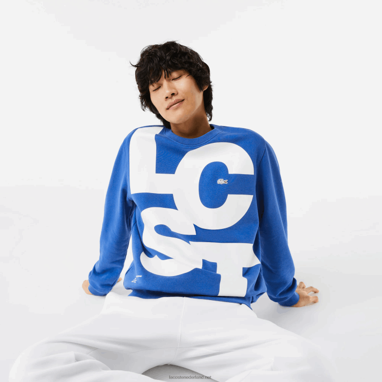 Lacoste katoenen sweatshirt met klassieke pasvorm en contrasterende letters 0828H1042 blauw k1q Heren