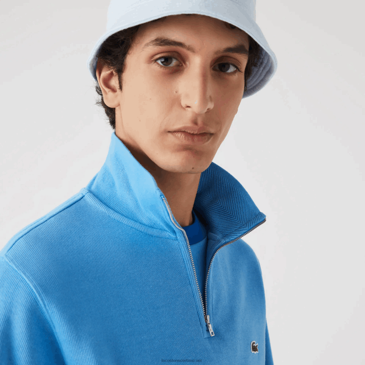 Lacoste katoenen sweatshirt met opstaande kraag en ritssluiting 0828H1184 blauw 4xa Heren