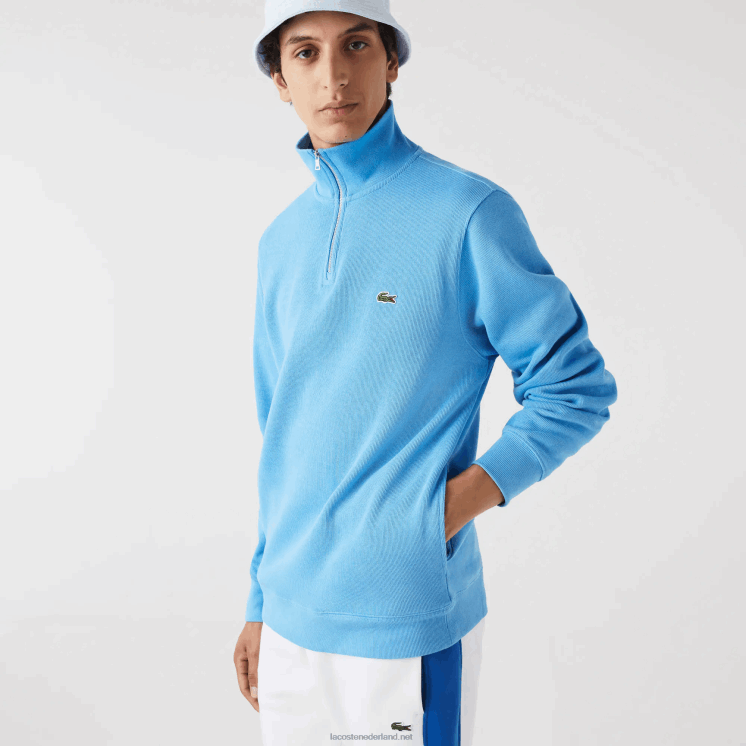 Lacoste katoenen sweatshirt met opstaande kraag en ritssluiting 0828H1184 blauw 4xa Heren