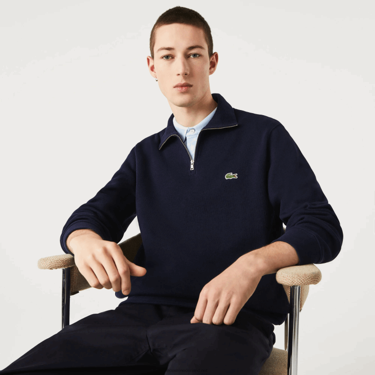 Lacoste katoenen sweatshirt met opstaande kraag en ritssluiting 0828H951 marineblauw 166 Heren
