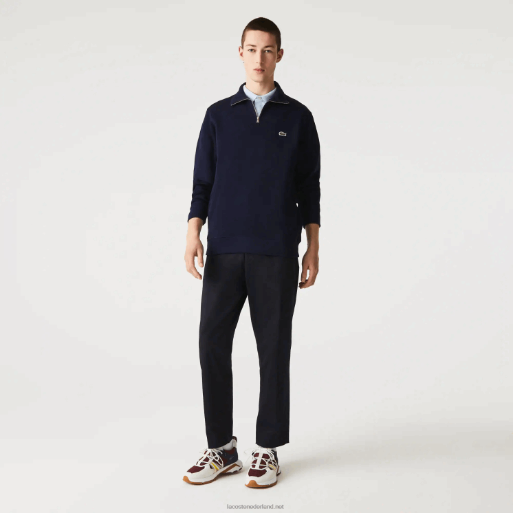Lacoste katoenen sweatshirt met opstaande kraag en ritssluiting 0828H951 marineblauw 166 Heren