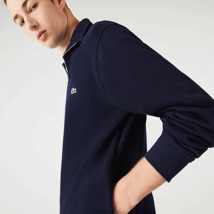 Lacoste katoenen sweatshirt met opstaande kraag en ritssluiting 0828H951 marineblauw 166 Heren