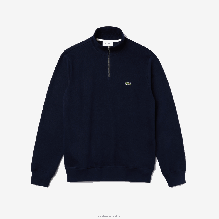 Lacoste katoenen sweatshirt met opstaande kraag en ritssluiting 0828H951 marineblauw 166 Heren