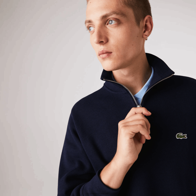 Lacoste katoenen sweatshirt met opstaande kraag en ritssluiting 0828H951 marineblauw 166 Heren