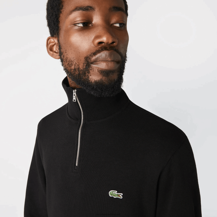 Lacoste katoenen sweatshirt met opstaande kraag en ritssluiting 0828H952 zwart 031 Heren